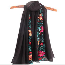 Las mujeres calientes de la manera respirable suave caliente aman el mejor tamaño 180 * 90 cm bufanda del algodón de la bufanda del Embrodiery del moq bajo en mumbai